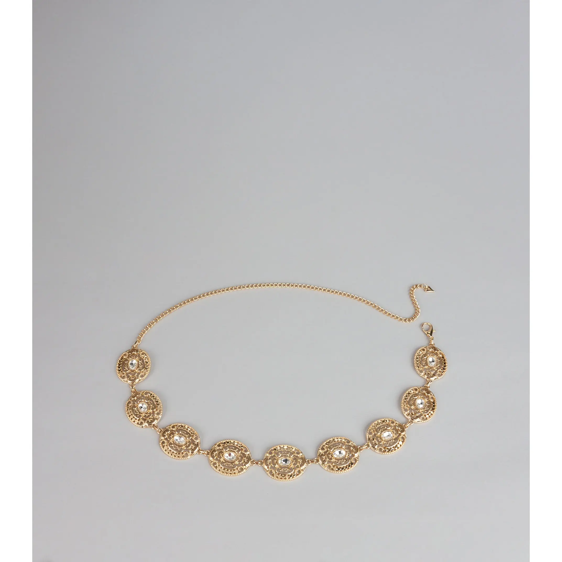 Golden Hour Glam Rhinestone Chain-Link Belt