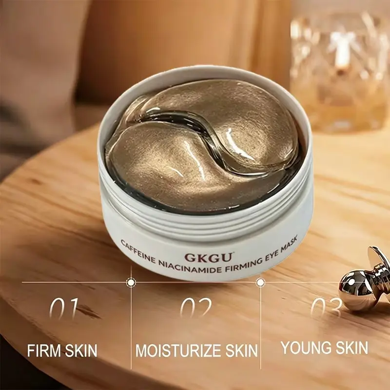 GKGU Caffeine Peptide Firming Eye Masks, Eye Mask Treatment, Caffeinated Eye Patches with Hyaluronic Acid & Niacinamide - Lift, Tighten, Brighten, Moisturize, Alcohol-Free, Unisex for Dark Circles, Puffiness & Fine Lines, Hydrating Gel Patches
