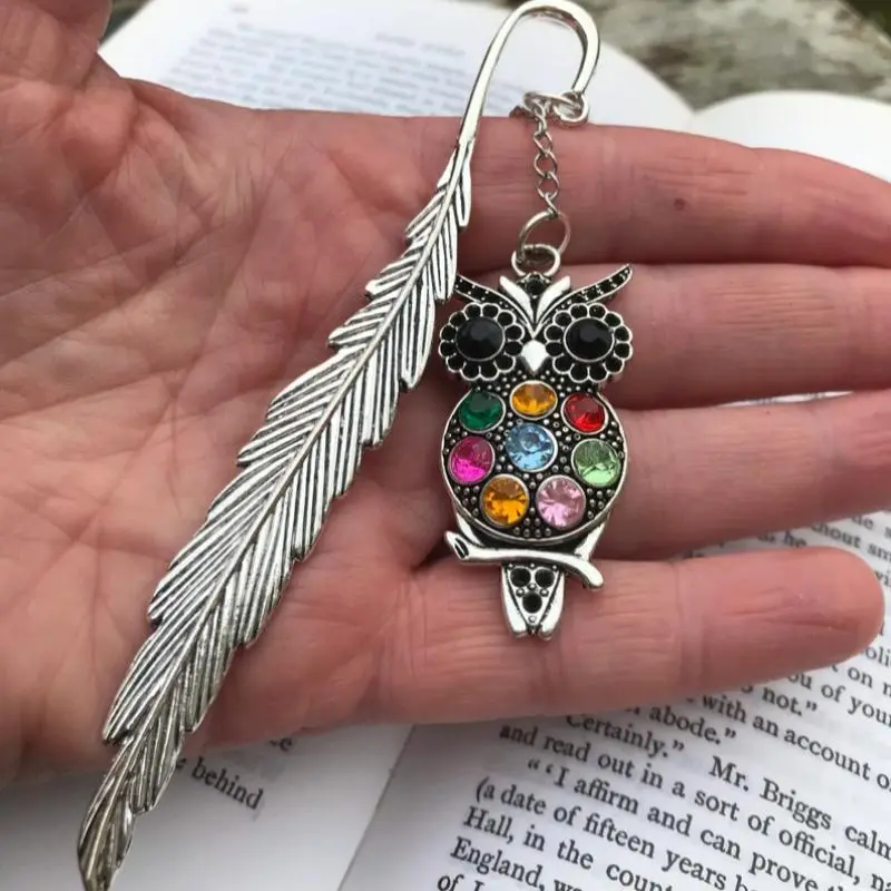 Metal Feather & Owl Design Bookmark, Cute Owl Themed Bookmark, Feather Bookmark, Metal Feather Bookmark, Bird Gift, Book Accessories