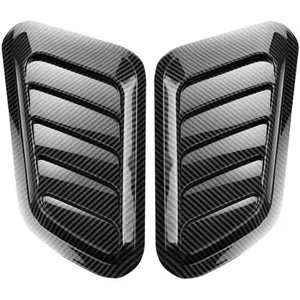 2PCS Carbon Fiber Hood Scoop Vent Covers, Universal Fit Car Styling Stickers for Decoration, Glossy Black, Easy DIY Installation