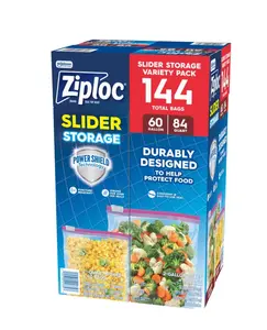 Ziploc Slider Storage Bag, Variety Pack, 144-count