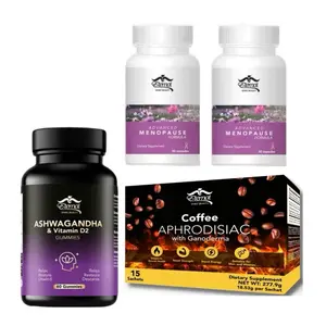 Women's Balance & Vitality Bundle - Advanced Menopause Formula, Ashwagandha Gummies, Aphrodisiac Coffee with Ganoderma - Hormonal Health, Energy, Relaxation Support