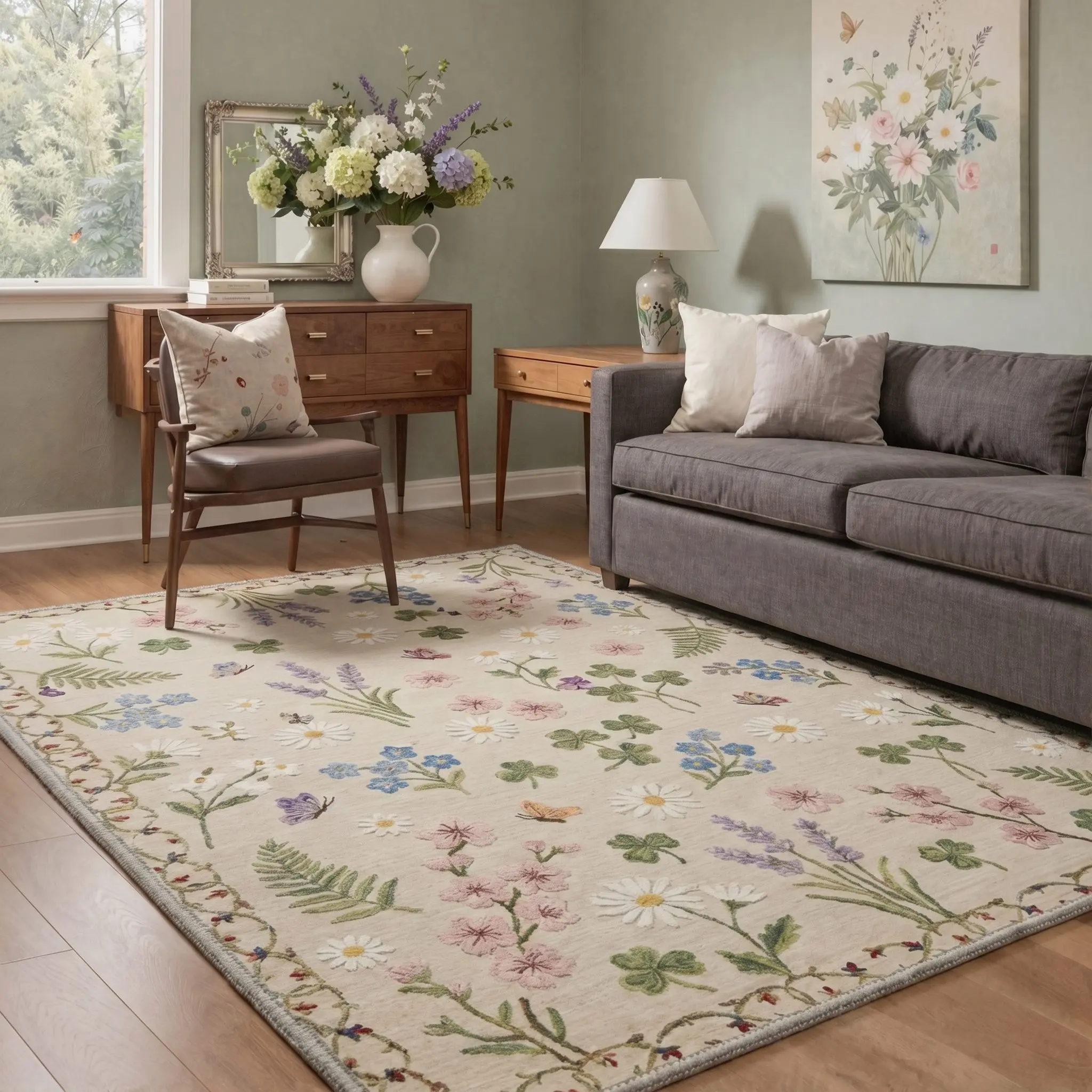 【Deals For You Days】BEIMO Home Rug – Soft, Non-Slip, Pet Friendly, Machine Washable Area Rug, Floor Carpet Perfect for Living Room, Bedroom, Kitchen, Hallway, Stylish Home Decor ,ARF2774-PETAL