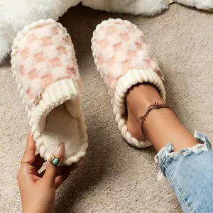 Slipper for Women Men Christmas Gifts Slipper Fuzzy House Shoes Rubber Sole Soft-Lightweight Non Slip Beige Flipflop Footwear