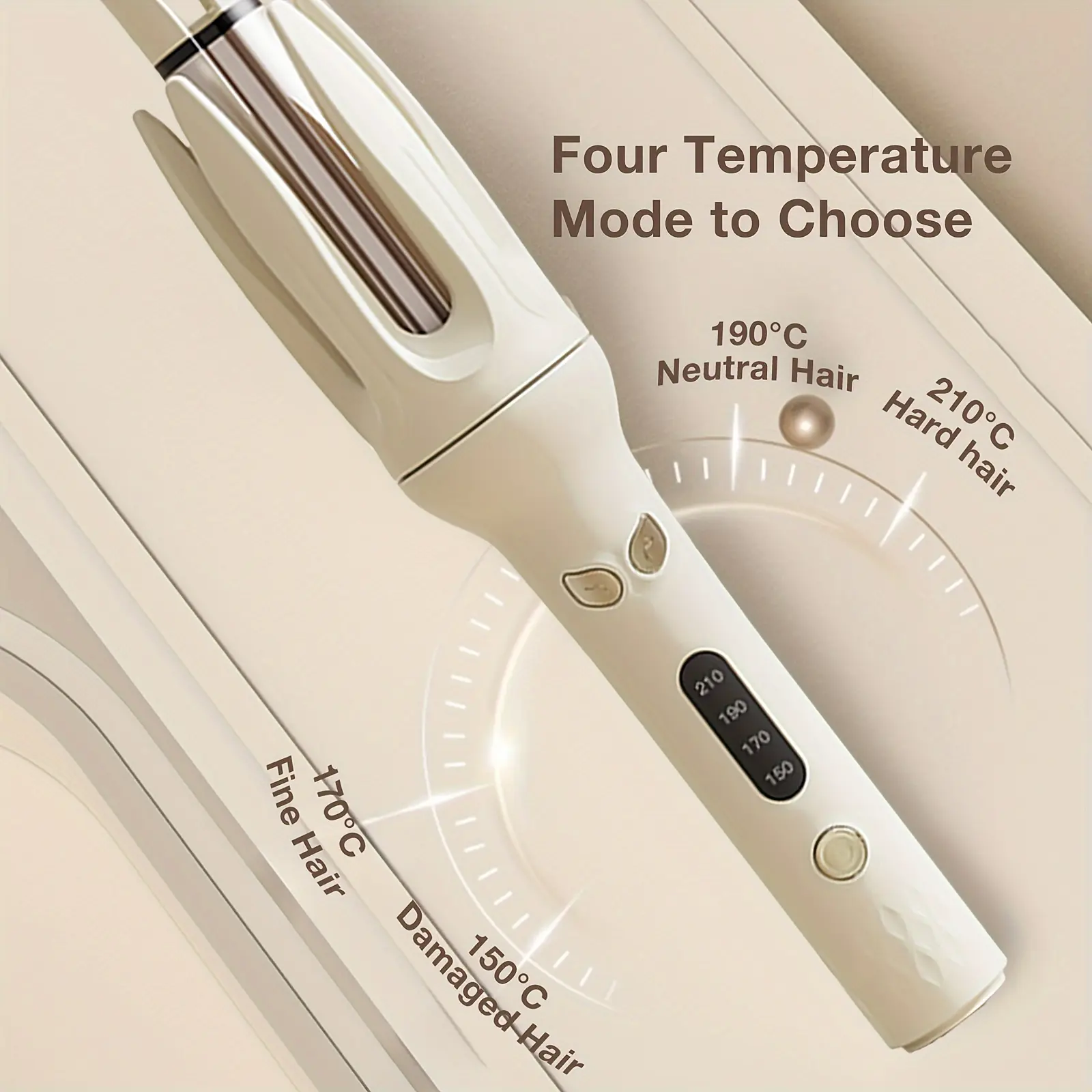 Genai Automatic Hair Curler, 28mm Barrel, 4 Temperature Modes, Negative Ion Generator, Smart Timer and Sensor, Auto Off for Safety