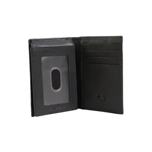 Jack Abrahams Goat Nappa Leather Bi-Fold Wallet with Flip ID Case Black