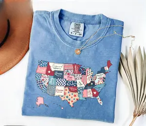 Comfort Color Retro America USA t-shirt, USA T-Shirt, American Flag 1776 Tee, 4th of July T-Shirt, American Shirt, Retro USA Shirt - AL