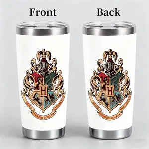 Magical School Crest Insulated Tumbler, 20oz Stainless Steel Coffee Mug, Wizardry House Emblem Travel Cup, Cute Fan Gift,High-Quality Water Bottle for Iced Coffee,Beer,Juice,Milk,Cold Drinks,Fashionable,Perfect Gift for Friend,Family