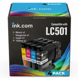 Ink.com LC501 Ink Cartridge 4 Pack High Yield Compatible with Brother for MFC-J1260W J1360DW J1410DW