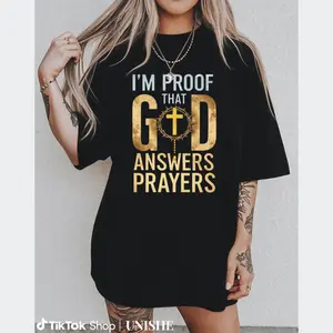 I'm Proof God Answers Prayers Tee – Christian Faith Shirt with Bible Verse Graphic