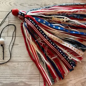 American Book Tassel Bookmark with Beads and Prayer Card Patriotic Design for Book Lovers