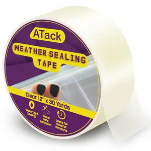 Transparent Window Sealing Tape, 2-Inch x 30 Yards, Clear Window Draft Isolation Sealing Film Tape- No Residue, Surface-Safe, Wood-Safe, Removes Cleanly