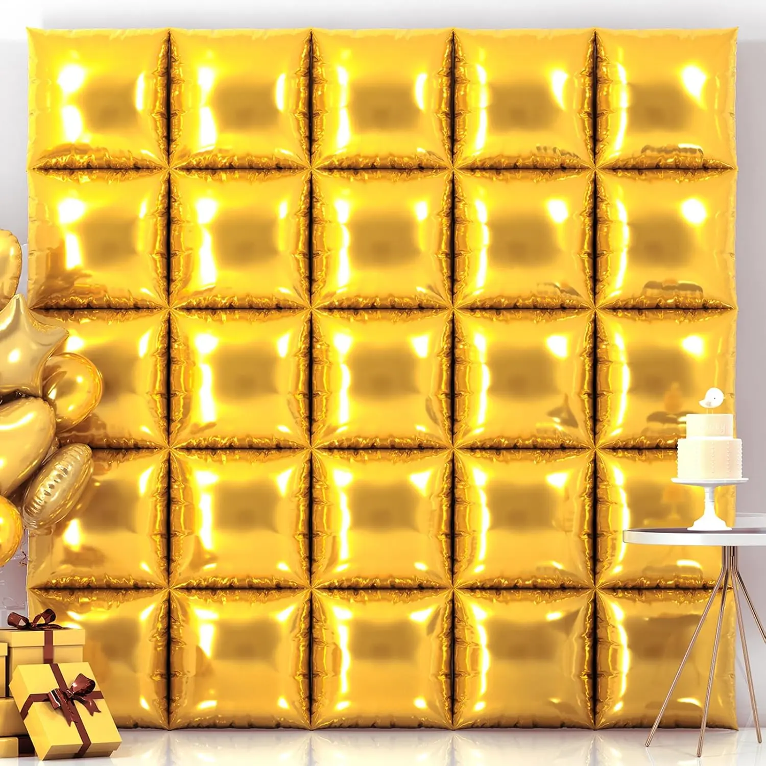 25-Piece Gold Square Foil Balloon Tunnel Kit for New Year, Birthday, Graduation & Wedding Decor