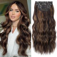 24inch Black mixed Camel Brown Hair Extensions