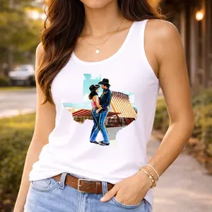 Bud And Sissy Looking For Love In All The Wrong Places Unisex Tank Top, Retro 80s Urban Cowboy Movie Tee, Vintage Romance Cowboy Couple Quote Top