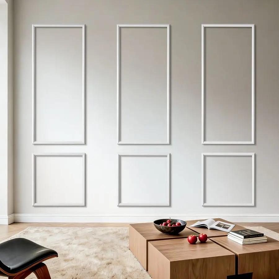 VEVOR 3-Pack Wall Molding Wainscoting Panels Kit, Lightweight Paintable Polystyrene, Easy-to-Install Waterproof Wide Profile Trim, for Interior Living Room, Bedroom, White (24x54in, 24x24in)