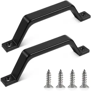 2 PCS Black 6.1-Inch Barn Door Pull Handle, Heavy-Duty Hardware for Sliding Closet Cabinets, Outdoor Gates & Garage Sheds
