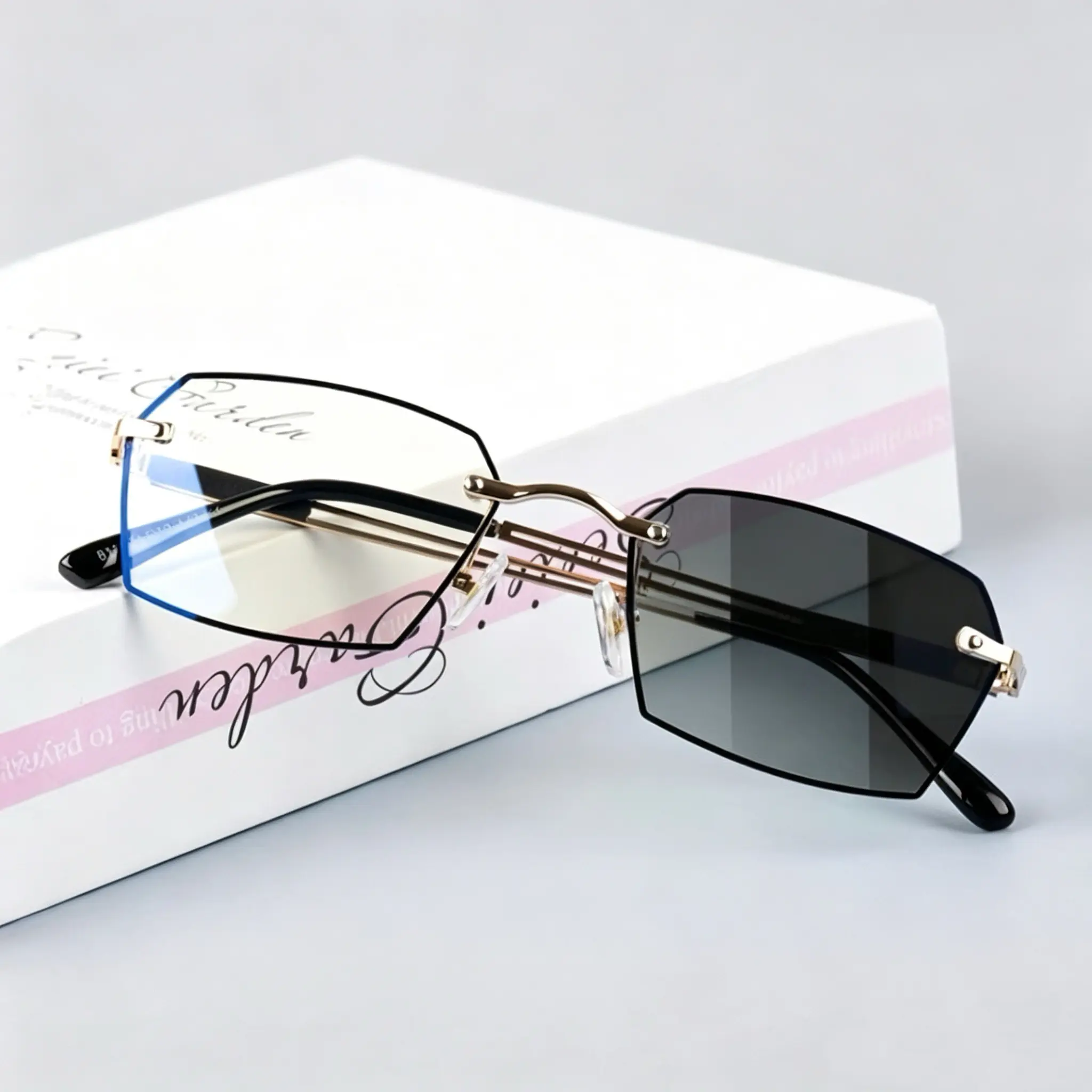 2-in-1 Photochromic Reading Glasses, Blue Light Filter & UV Block, Lightweight Semi-Rimless Readers for Indoor Work & Outdoor Activities, Anti Glare, Eye Protection for Seniors soft silicone nose pad