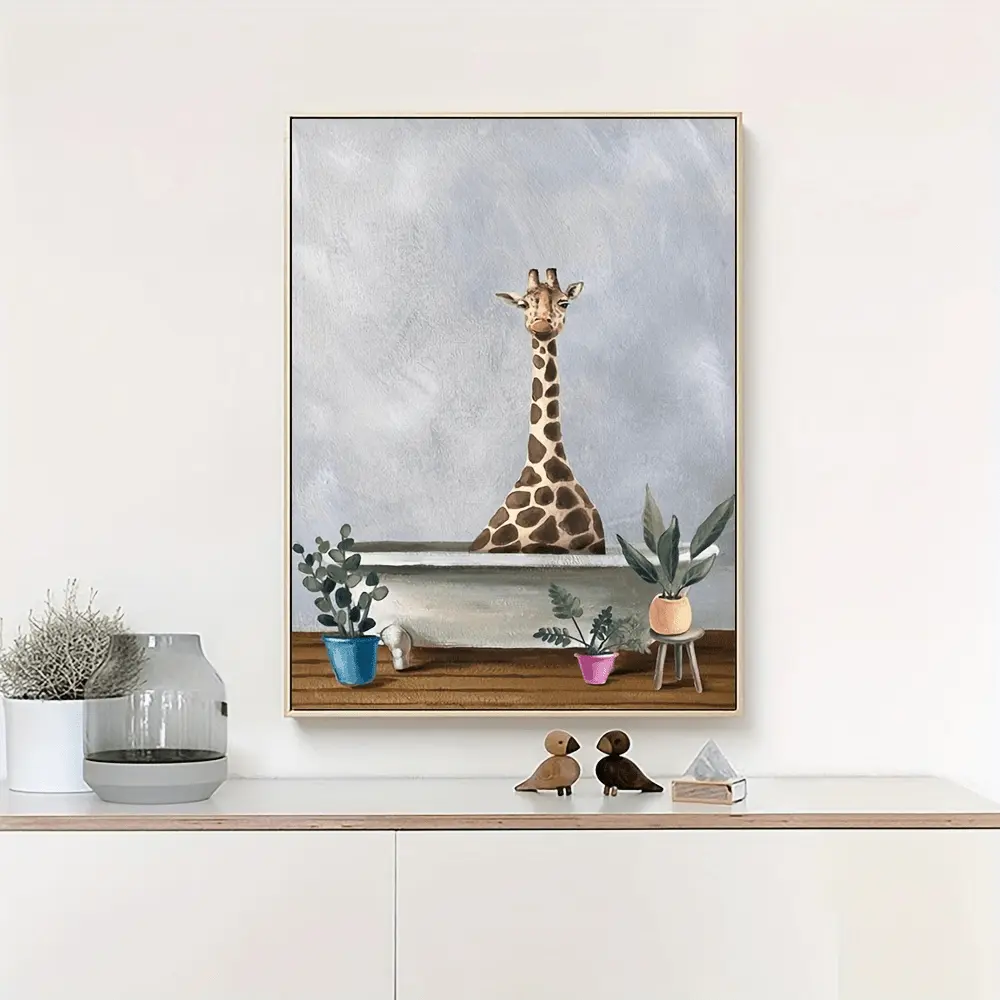 Unframed Cute Giraffe Print Poster, Ideal Gift for Hanging Decor, Any Occasions, Great For Home Living Room, Bedroom, Office, Kitchen, Dining Room, Bar Decorate