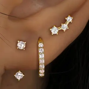 Silver Needle Hypoallergenic Earring Set for Women, Real Gold Plated Ear Clips and Studs, Earring Set