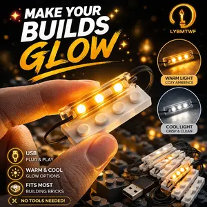 LYBMTWF Micro LED Light Set for Building Blocks - 10pcs Battery-Operated USB Tiny Lights, Flexible Fit, Easy Install, Warm & Cool Options for Mini Bricks Display Cases