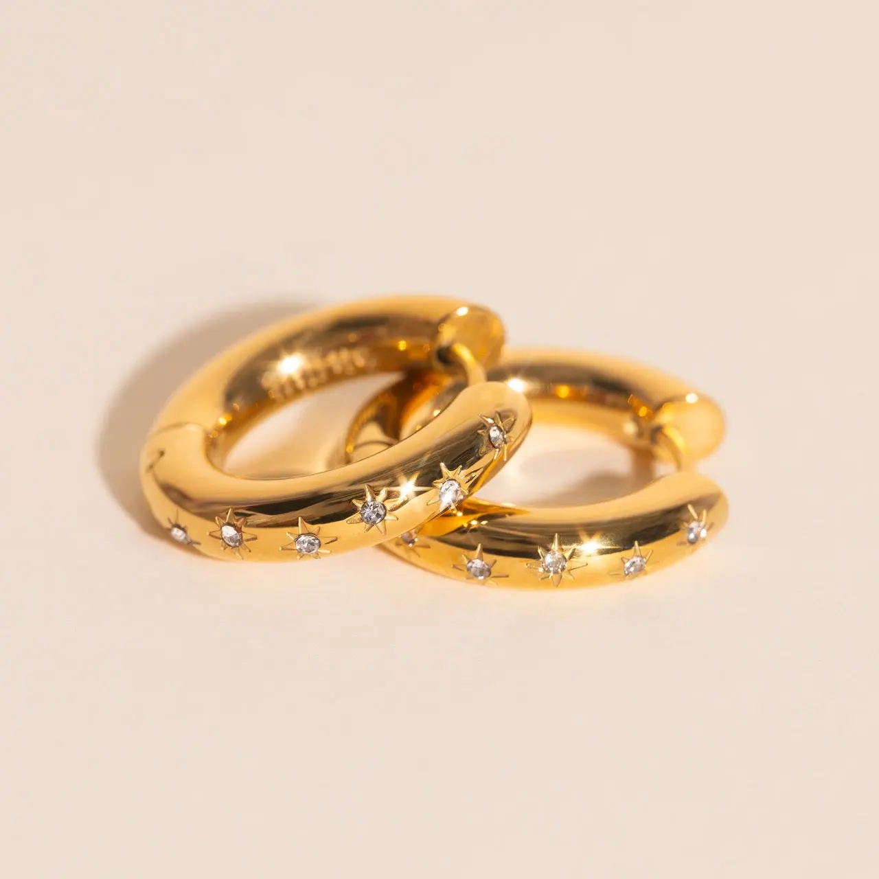 Starburst Chunky Rounded Huggie Hoop Earrings