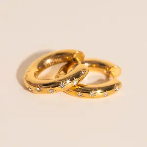 Starburst Chunky Rounded Huggie Hoop Earrings