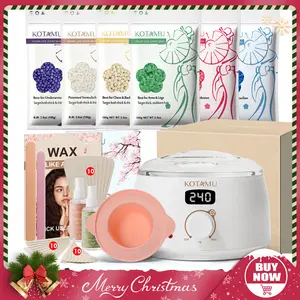 KOTAMU Waxing Kit for Women & Men, Professional Wax Kit for Hair Removal, Digital Wax Pot for Thick Coarse Fine Fuzzy Hair & Sensitive Skin, White Waxing Warmer with 44 Accessories for Home Salon Use
