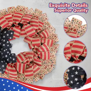 24Inch 4th of July Wreath  Patriotic Burlap, Stars & Stripes, USA 250th Anniversary  Memorial Day Flag Decor for Front Door Outdoor