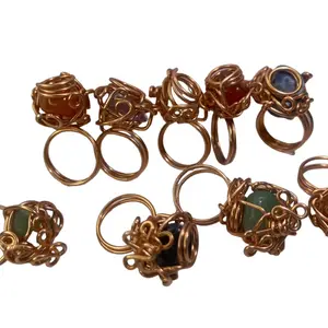 5 mixed Custom Crystal copper Rings