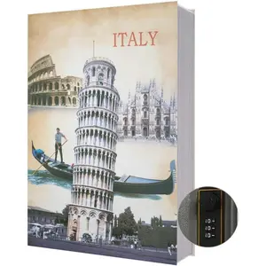 Italian Style Dictionary Book Shaped Hidden Storage Box with Key Lock, Fake Book Secret Jewelry Valuables Organizer Portable Hidden Treasure Case for Bedroom Home Office Desktop Cabinet Personal Small Valuables Safe Keeping