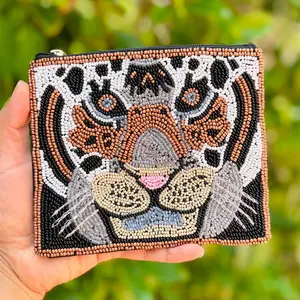 Tiger Face Beaded Pouch
