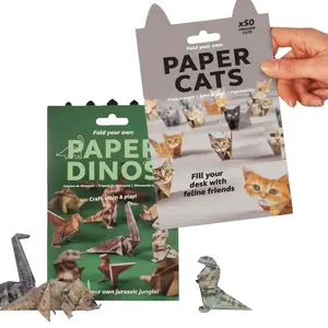 50 pieces - DIY Origami: Foldable Kittens/Puppies/Dinosaurs for Hand Dexterity Training. These origami craft toys are ideal for party leisure time and serve as paper decorations-MM