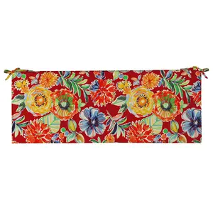 RSH Décor Foam Bench Cushion for Indoor Outdoor Use, 72” x 18” x 2”, Colsen Berry, Durable and Comfortable with Ties