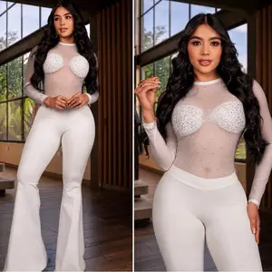(B4381) Colombian Suplex Rhinestone Jumpsuit Set (Includes Top) – One Size Fits S/M/L