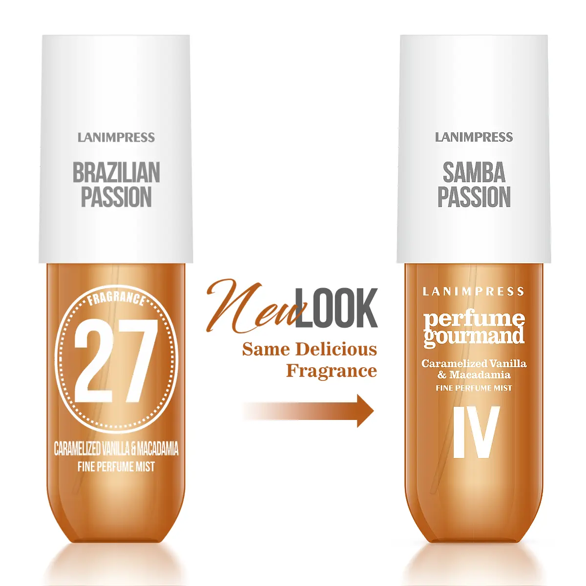 LANIMPRESS Samba Passion 3.0 fl.oz Fine Body & Hair Perfume Mist Gourmand Notes Natural Caramelized Vanilla Macadamia Flavor Travel Size Long Lasting Scent Perfect Gift for Lady