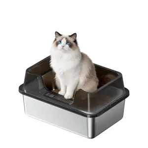 Stainless Steel Cat Litter Box with Lid,Extra Large Litter Box for Cats,Metal Litter Pan High Sided,Anti-Urine Leakage, Easy Cleaning, Include Scoop
