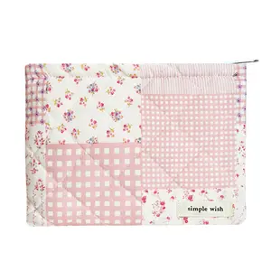 Soft Quilted Makeup Bags for Women Girls, Aesthetic Organizer Bag, Flower Cute Travel Toiletry Bags