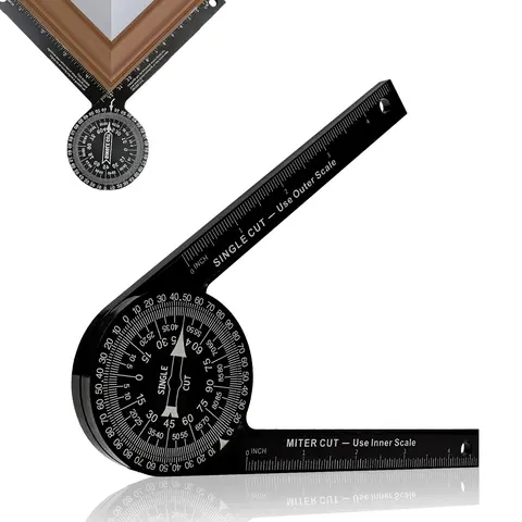 7-Inch Aluminum Miter Saw Protractor–Precision Laser Engraved Angle Finder for Inside & Outside Corners,High-Accuracy Miter Gauge Tool with Durable Rust-Proof Body,Easy-Read Scale for Woodworking,Carpentry,Plumbing,Construction & Home DIY Projects