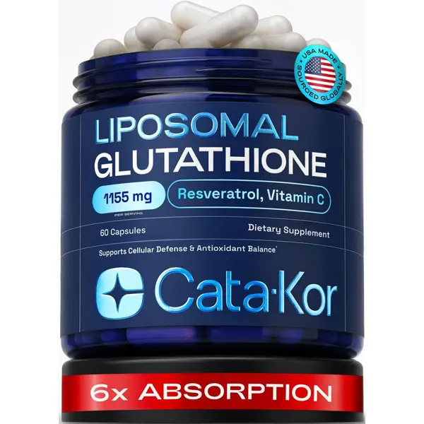 HOT - Cata-Kor Liposomal Glutathione 1000mg – Ultra High Absorption with Resveratrol, Vitamin C, Selenium & Vitamin B2 – Antioxidant Support for Immune Support & Healthy Aging – (60 Count (Pack of 1))