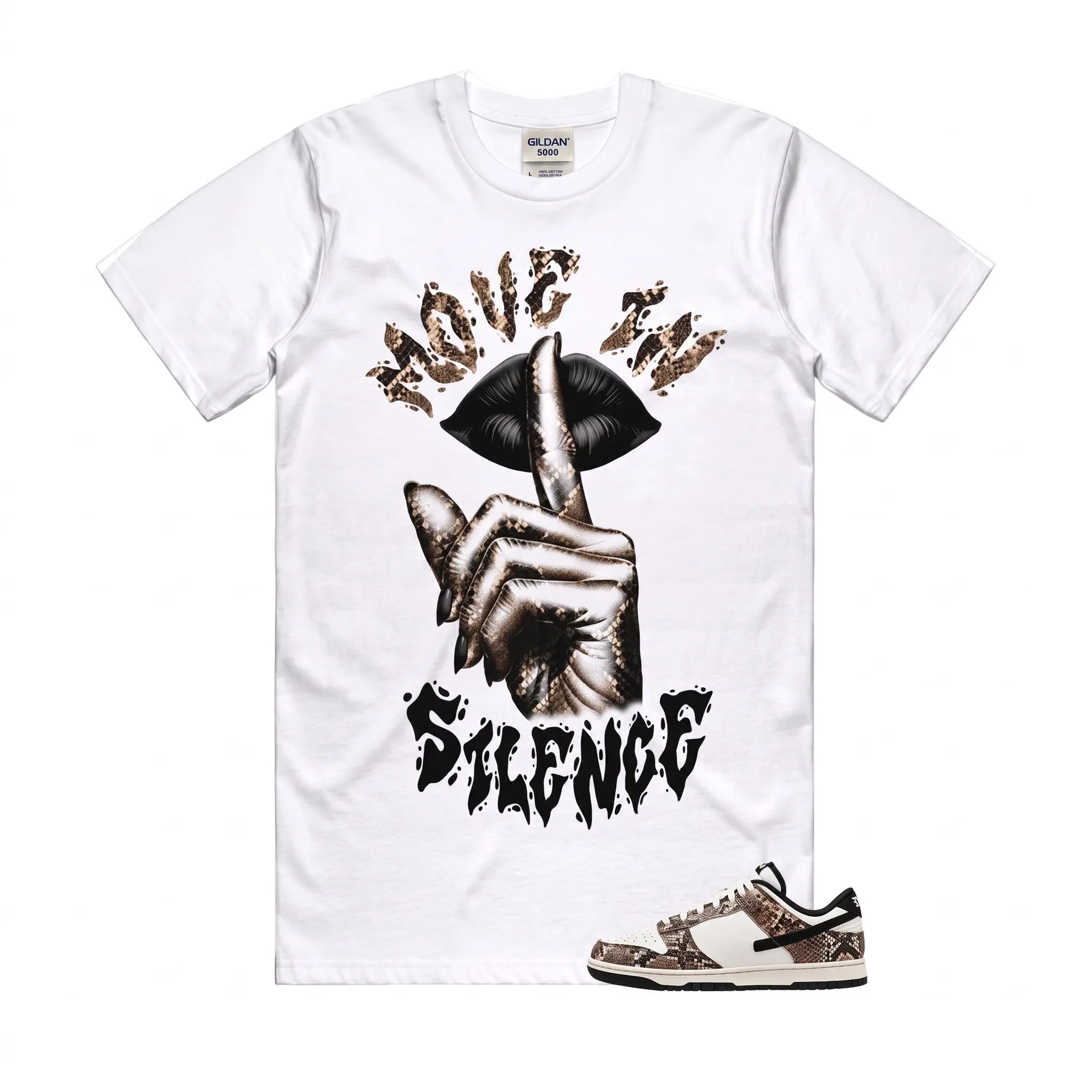 Move Graphic T-Shirt, Snake Print Lips Graphic Tee, Edgy Streetwear Shirt, Vintage Y2K Style Top, Unisex Trendy Graphic Tee