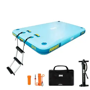 BEYOND MARINA Fundeck Inflatable SUP Floating Pad - 5ft/8ft/10ft×6ft Blue & Yellow Water Platform, Water Sports Accessory for Yacht, Family Beach Party