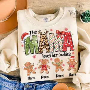 Personalized This Mama Loves Her Cookies Gingerbread sweatshirt, Mama Christmas sweatshirt, Gingerbread Mom sweatshirt, Mama Life sweatshirt, Christmas Cookies sweatshirt