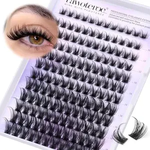 Pawotence Kira Lash Clusters Wispy Cluster Eyelash Extensions 10-18mm Individual Lashes DIY Cluster Lashes Extension Soft Comfortable Eyelash Clusters with Thin Band