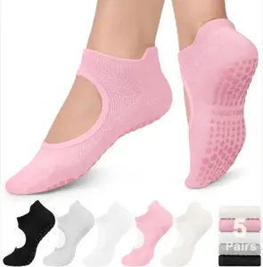 5 Pairs Pilates Socks Yoga Socks with Grips for Women Non Slip, Pilates, Workout, Pure Barre, Ballet, Dance, Hospital Socks Womenswear
