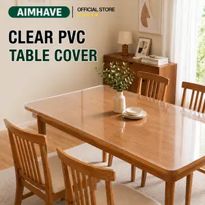 Oilproof Clear Table Protector Heavy Duty Thick Plastic Table Cover PVC Clear Table Cover Protector Spill Proof Table Pad Mat for Dining Room Kitchen Dresser Writing Desk Vinyl Tablecloth Easy Clean Cut to Fit BPA Free