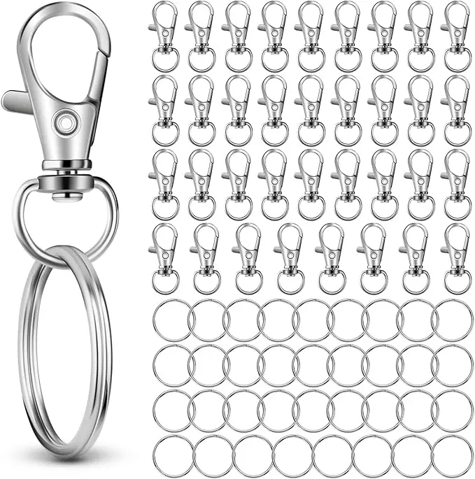 70 PCS Premium Keychain Making Kit - 35  Keychain Clips & 35 Key Rings, Metal Swivel Lobster Claw Clasps, for Jewelry Clasps&Name tag
