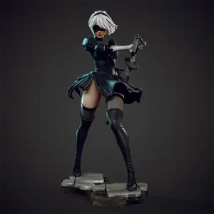 1/24 75mm 1/18 100mm Resin Model Kits 2B Warrior Girl Figurine Unpainted No Color RW-1293