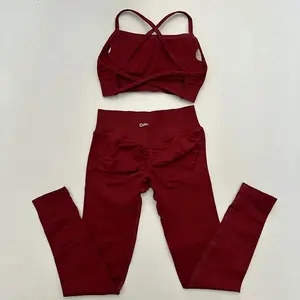Dynamic Set - Red Leggings & Backless Sports Bra for Performance and Style - Activewear Goals - Fitness Fashion - Workout Ready