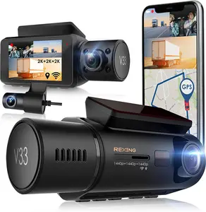 Rexing V33 3-Channel 1440p+1440p+1440p Front Cabin & Rear Camera Dashcam with Built-in WiFi GPS Up to 512GB SD Card Support Discreet Design Super Night Vision